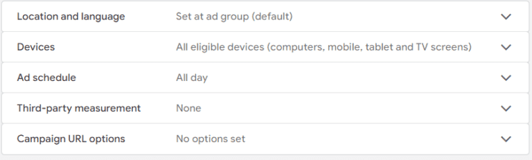 general settings min