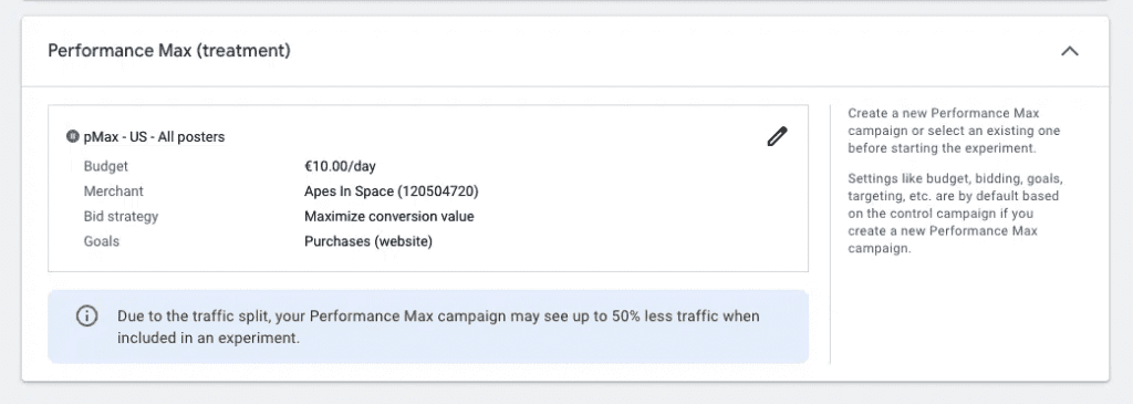 select the traffic split