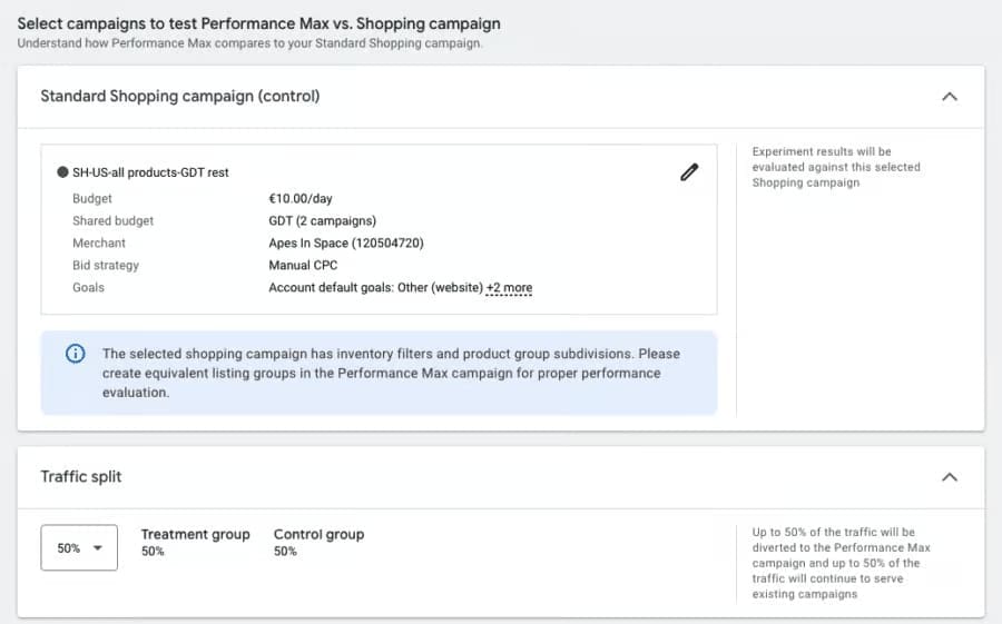 select campaigns to test